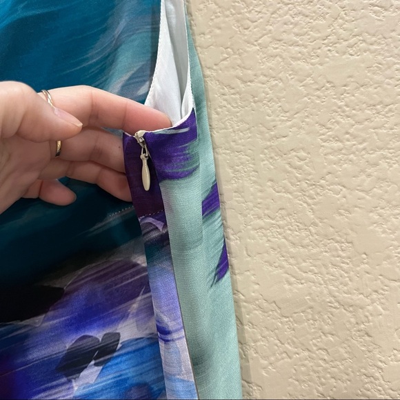 Piazza Sempione Made In Italy Womens Abstract Floral Print 100% Silk Dress Sz 42 - Picture 4 of 12